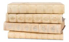 Library Luxe Ivory Leather & Paper Books (Set of 24) - Ornate Home