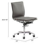 Lider Gray Plus Armless Office Chair - Ornate Home