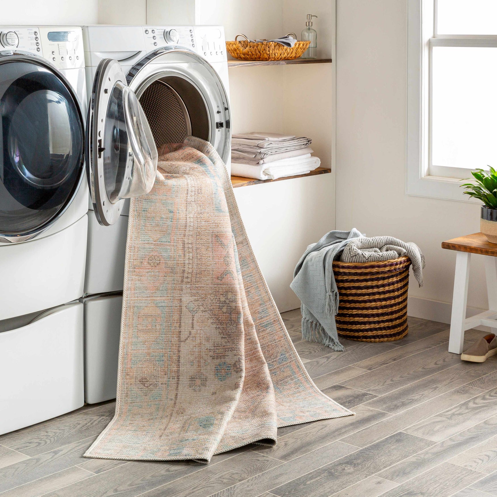 Light Olive Baloy Vintage Washable Area Rug - Ornate Home