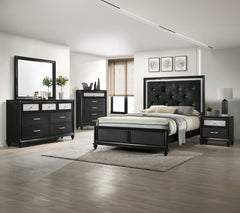 Lila Black Queen Upholstered Panel Bed - Ornate Home
