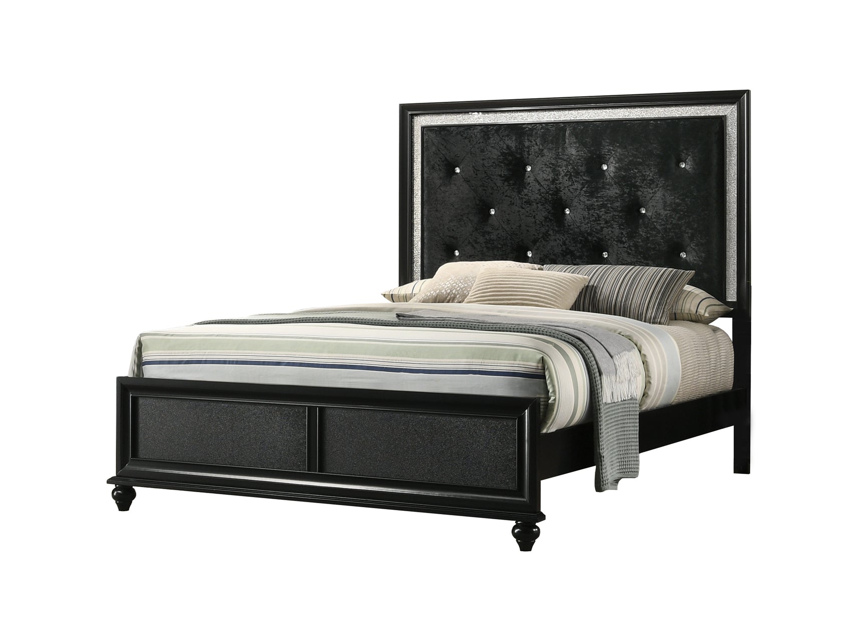 Lila Black Upholstered Panel Bedroom Set - Ornate Home