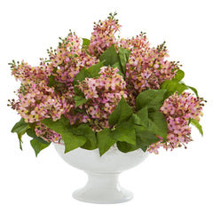 Lilac Artificial Arrangement in White Vase - Ornate Home