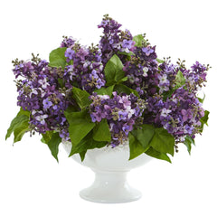 Lilac Artificial Arrangement in White Vase - Ornate Home