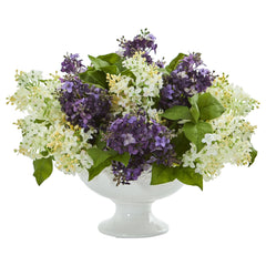 Lilac Artificial Arrangement in White Vase - Ornate Home