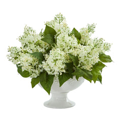 Lilac Artificial Arrangement in White Vase - Ornate Home