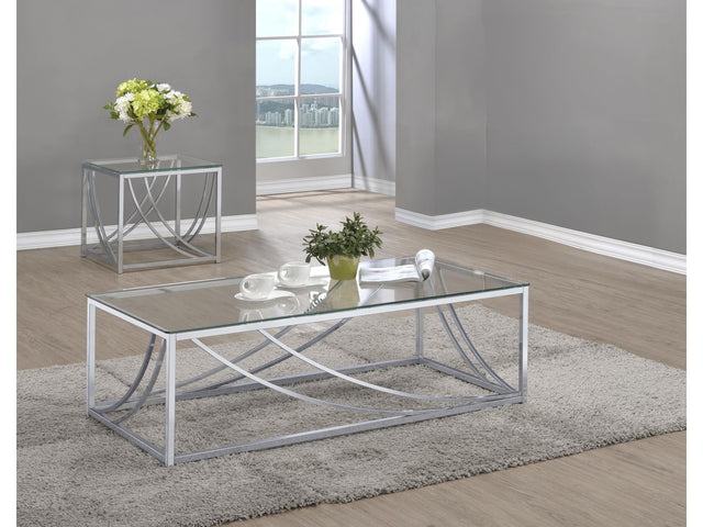 Lille Chrome 2-piece Glass Top Coffee And End Table Set - Ornate Home