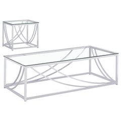 Lille Chrome 2-piece Glass Top Coffee And End Table Set - Ornate Home