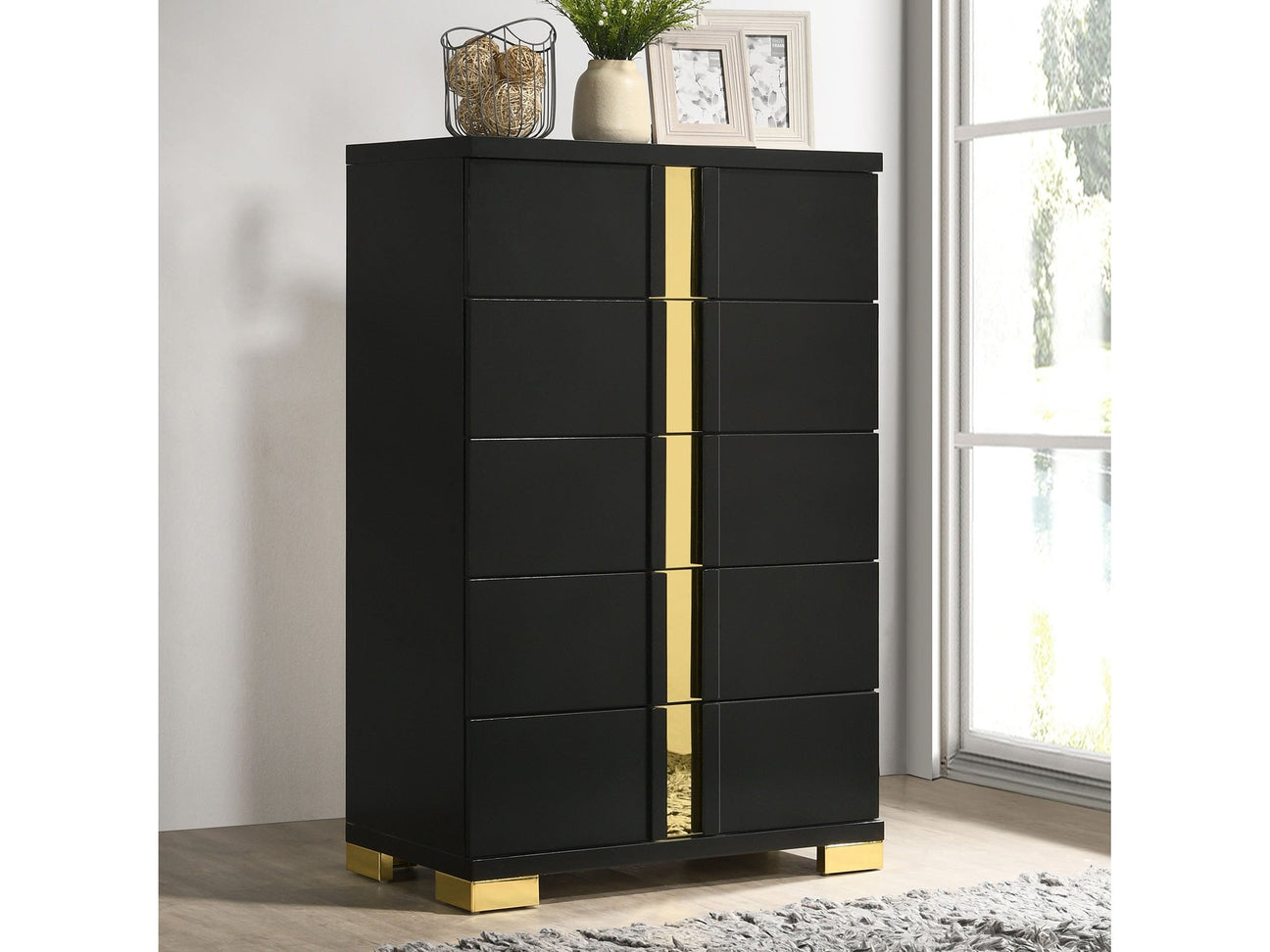 Lillestrom Black/Gold Chest - Ornate Home