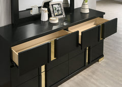 Lillestrom Black/Gold Queen 5 Piece Bedroom Set w/2 Nightstands - Ornate Home