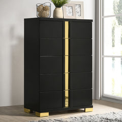 Lillestrom Black/Gold Queen 5 Piece Bedroom Set w/Chest - Ornate Home