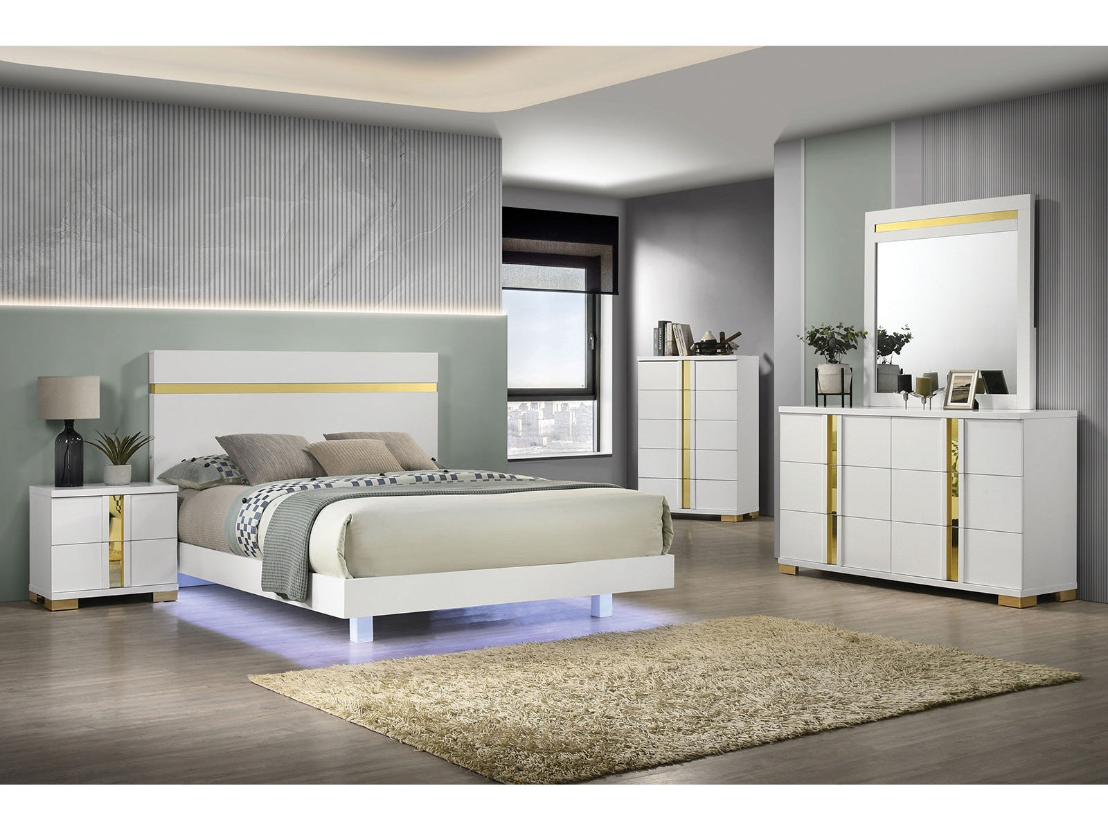 Lillestrom White Queen 5 Piece Bedroom Set w/2 Nightstands - Ornate Home