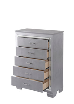 Lillian Silver LED Panel Bedroom Set - Ornate Home