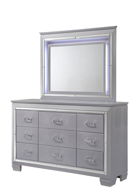 Lillian Silver LED Panel Bedroom Set - Ornate Home