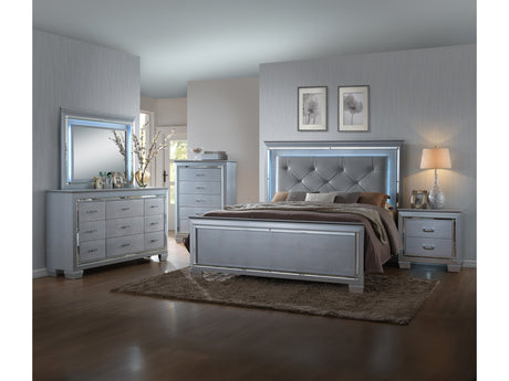 Lillian Silver LED Panel Bedroom Set - Ornate Home