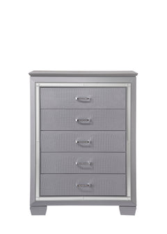 Lillian Silver LED Panel Bedroom Set - Ornate Home