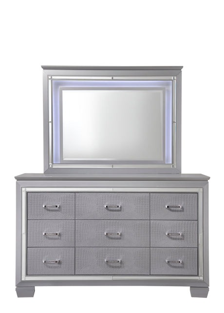 Lillian Silver LED Panel Bedroom Set - Ornate Home