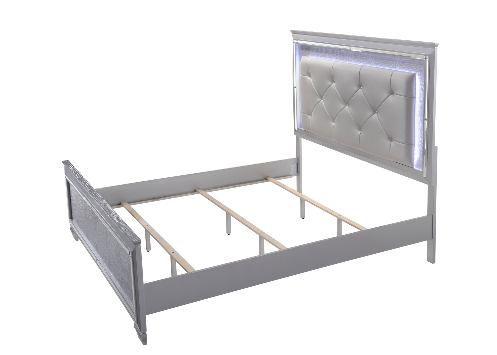 Lillian Silver LED Panel Bedroom Set - Ornate Home