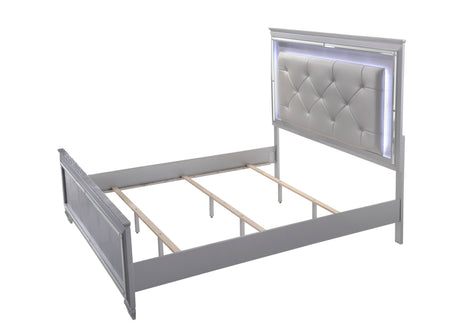 Lillian Silver LED Panel Bedroom Set - Ornate Home