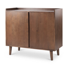 Lillie Medium Brown Wood 2 Door Tray Top Accent Cabinet - Ornate Home