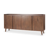 Lillie Medium Brown Wood 4 Door Tray Top Sideboard - Ornate Home