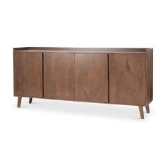 Lillie Medium Brown Wood 4 Door Tray Top Sideboard - Ornate Home
