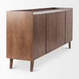 Lillie Medium Brown Wood 4 Door Tray Top Sideboard - Ornate Home
