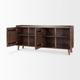 Lillie Medium Brown Wood 4 Door Tray Top Sideboard - Ornate Home
