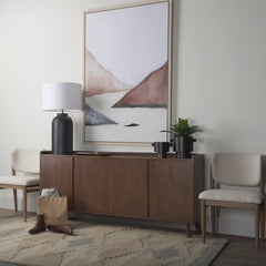 Lillie Medium Brown Wood 4 Door Tray Top Sideboard - Ornate Home