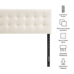 Lily Alabaster Stain-Resistant Performance Velvet King Size Headboard - Ornate Home