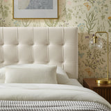 Lily Alabaster Stain-Resistant Performance Velvet Twin Size Headboard - Ornate Home