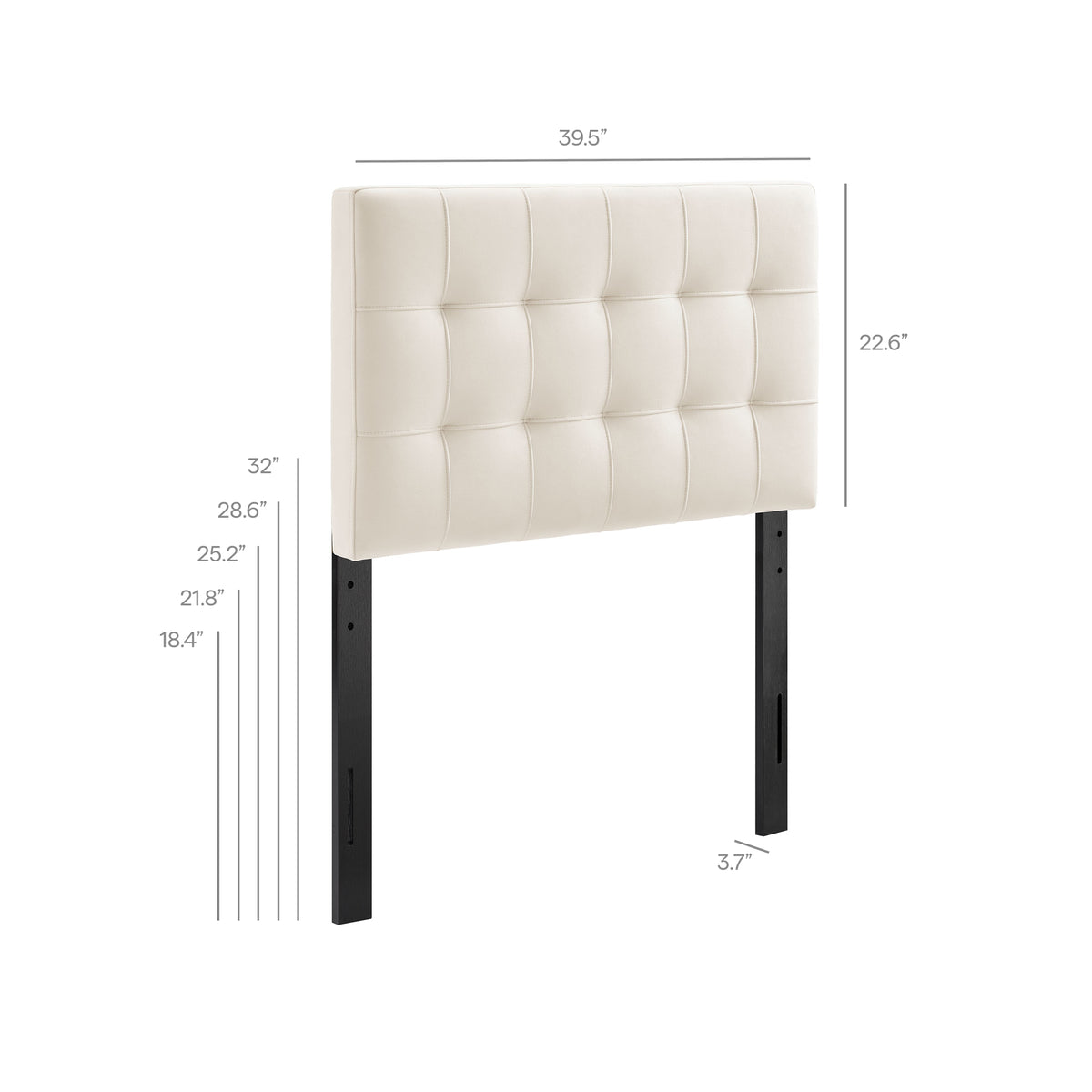 Lily Alabaster Stain-Resistant Performance Velvet Twin Size Headboard - Ornate Home