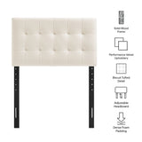 Lily Alabaster Stain-Resistant Performance Velvet Twin Size Headboard - Ornate Home