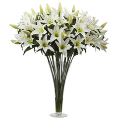 Lily Arrangement with Flared Vase - Ornate Home