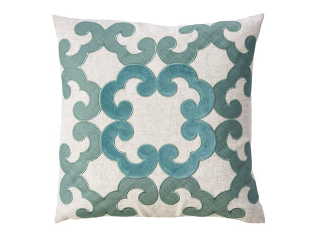 Lily Beige/Teal Pillow (Set of 2) - Ornate Home