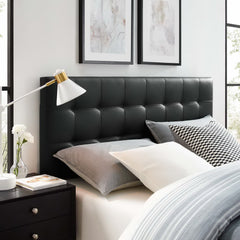 Lily Black Upholstered Vinyl Full Headboard - Ornate Home