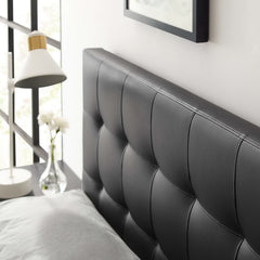 Lily Black Upholstered Vinyl Full Headboard - Ornate Home