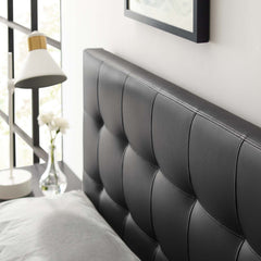 Lily Black Upholstered Vinyl Queen Headboard - Ornate Home