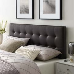 Lily Brown Upholstered Vinyl Queen Headboard - Ornate Home