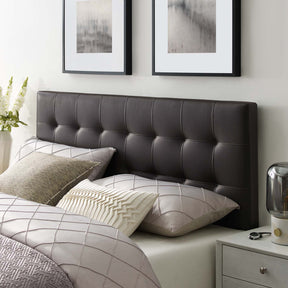 Lily Brown Upholstered Vinyl Queen Headboard - Ornate Home
