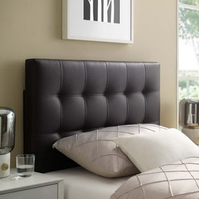 Lily Brown Upholstered Vinyl Twin Headboard - Ornate Home