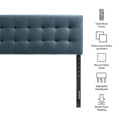 Lily Cadet Blue Stain-Resistant Performance Velvet Full Size Headboard - Ornate Home