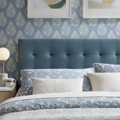 Lily Cadet Blue Stain-Resistant Performance Velvet King Size Headboard - Ornate Home
