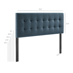 Lily Cadet Blue Stain-Resistant Performance Velvet King Size Headboard - Ornate Home