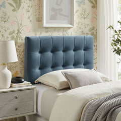 Lily Cadet Blue Stain-Resistant Performance Velvet Twin Size Headboard - Ornate Home