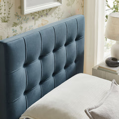 Lily Cadet Blue Stain-Resistant Performance Velvet Twin Size Headboard - Ornate Home