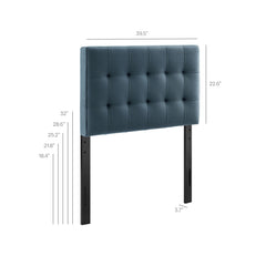 Lily Cadet Blue Stain-Resistant Performance Velvet Twin Size Headboard - Ornate Home