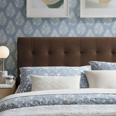Lily Chocolate Brown Stain-Resistant Performance Velvet Full Size Headboard - Ornate Home