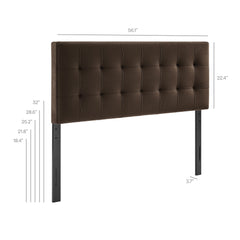 Lily Chocolate Brown Stain-Resistant Performance Velvet Full Size Headboard - Ornate Home