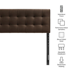 Lily Chocolate Brown Stain-Resistant Performance Velvet Full Size Headboard - Ornate Home