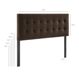 Lily Chocolate Brown Stain-Resistant Performance Velvet Queen Size Headboard - Ornate Home